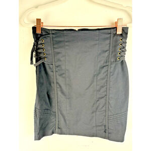 Bebe Italian Fabric Lace Up Mini Skirt XS Coquette Gothic Steam Punk Sexy 2